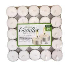 150pcs Unscented White Tea Wax Candles - Smokeless, Long-Lasting  NEW USA