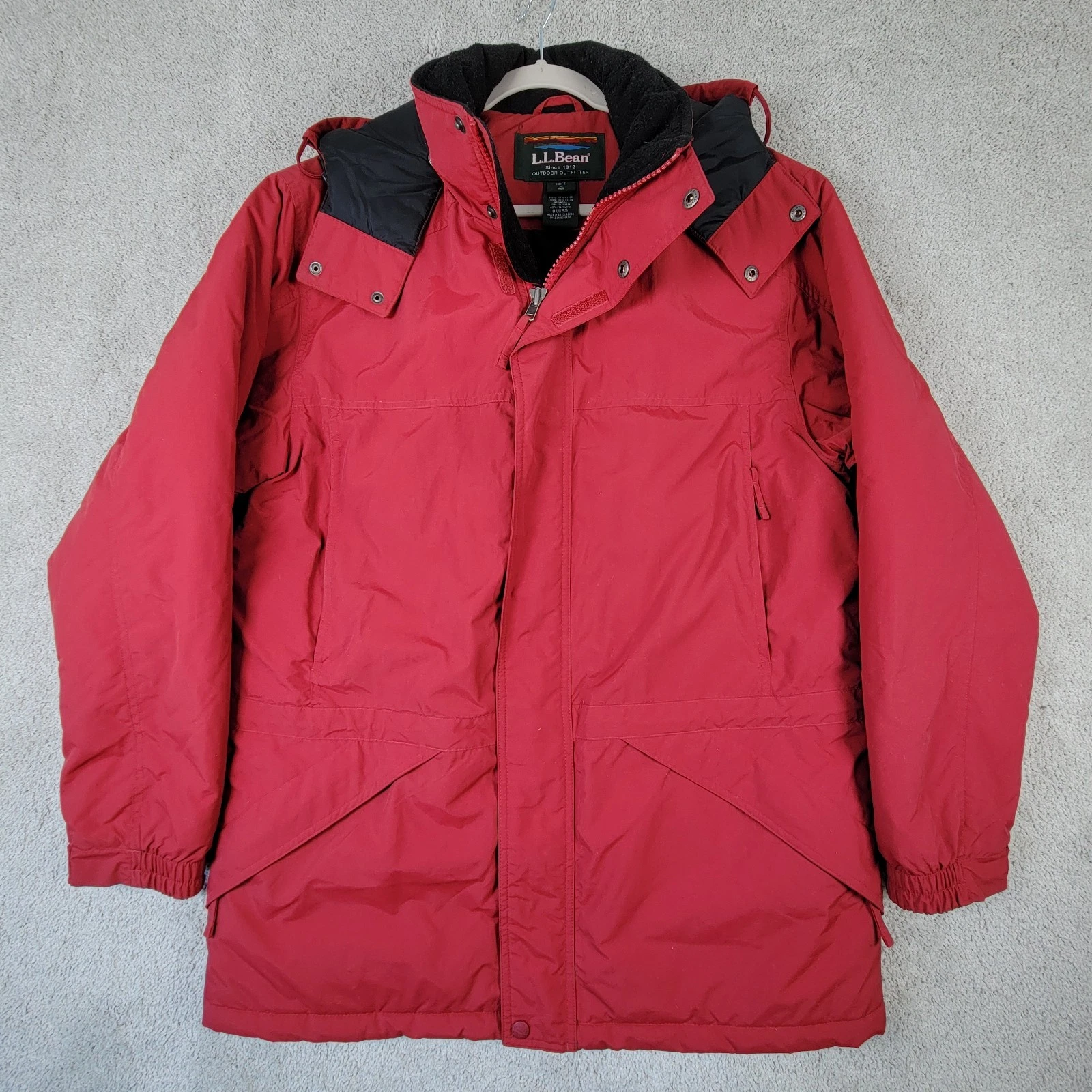 LL Bean Insulated Parka Jacket Men M Reg Full Zip Thinsulate Winter Coat Red