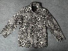 Chico's uilted Jacket Womens 12 / 14 Chico Size 2 Animal Print Snap Button Up