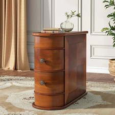 End Table round Solid Wood Sofa Bedside Narrow Bedroom Side Table Nightstand wit