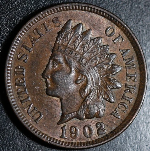 1902 INDIAN HEAD CENT - With LIBERTY & 4 DIAMONDS - AU UNC