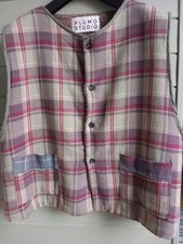 'Plumo Studio' Faux Fur Lined Check Gilet. Perfect for cosy Layering. One Size.