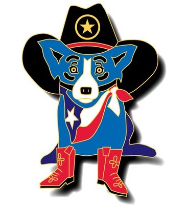 Blue Dog Cowboy Lapel Pin by George Rodrigue