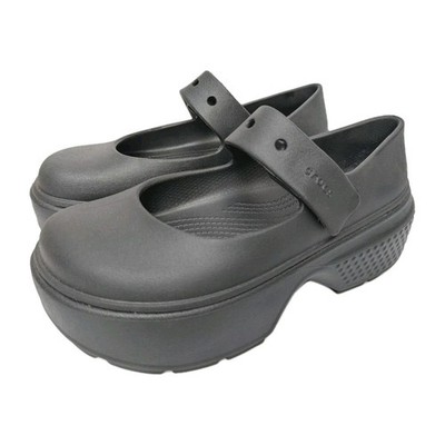 Crocs Stomp UK 6 schwarze Plateau Mary Jane Schuhe Goth Emo einmal getragen EUC 047