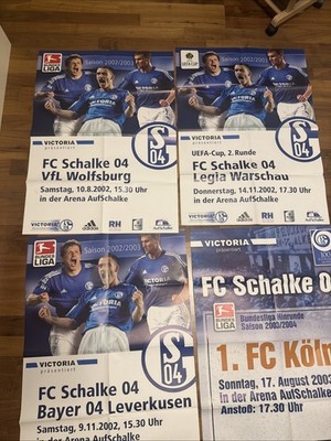 4 alte Schalke 04 Plakate Poster + Wolfsburg +Warschau + Leverkusen + Köln