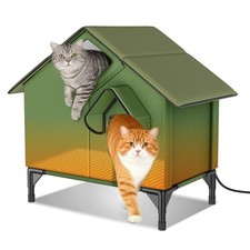 Outdoor Heated Cat House for Winter, Weatherproof Insulated Cat Shelter with ...