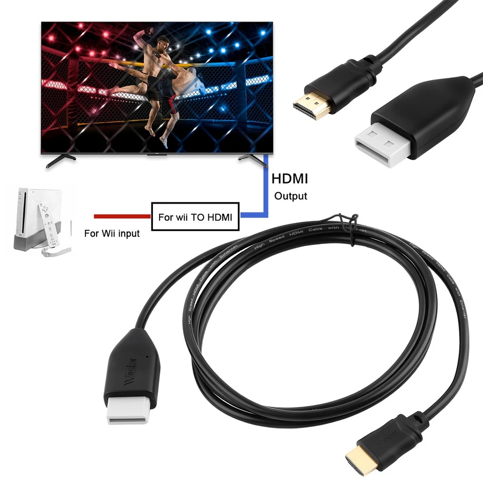 Wii to HDMI Converter 1080P HDMI Cable Built-in Audio Video Cable Plug & Play - Image 3 of 4