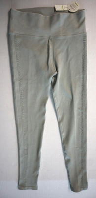 OFFLINE by Aerie Women Sz S Sage Green Ribbed/Braided Trim Hi-Rise 7/8 Leggings