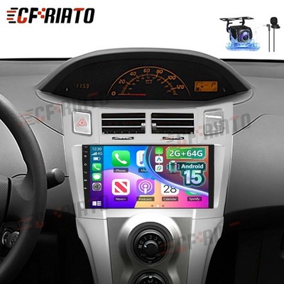 2+64GB Für Toyota Yaris 2005-2012 Autoradio Android 15 GPS Navi WIFI Carplay KAM