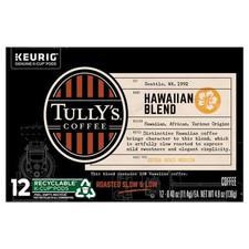 Tully's Hawaiian Blend Coffee K-Cups 12 Count Medium Roast Keurig Pods