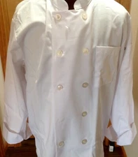 Chef Works Unisex Essential Plastic Button Le Mans Coat White Large Regular New