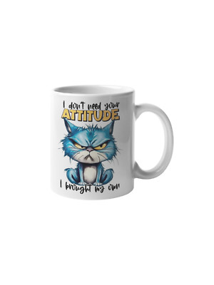 Mug Bad Attitude Funny Cat Coffee Ceramic Gift  Cup Stoneware Mug, Gift, Travel