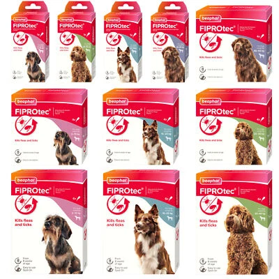 BEAPHAR Spot On Flea Tick Treatment CAT & DOG S M L XL - 1 4 6 Pipettes FIPROTEC