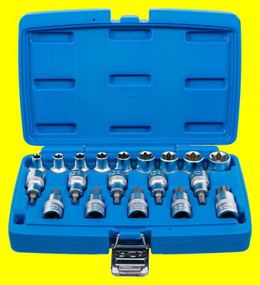 Torx-E-Bitsatz – 15-teilig, Für 1/2" Antrieb, Größen T20 Bis T55, Chrom-Vanadium-Stahl