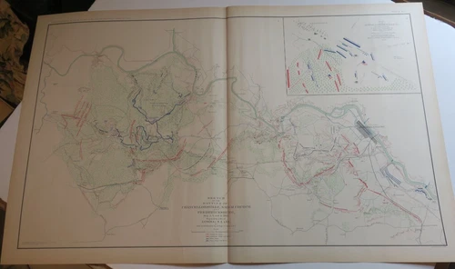 ORIG 1893 Colored Civil War Map 41,VA 1863 Campaign Battlefields, Lines, actions