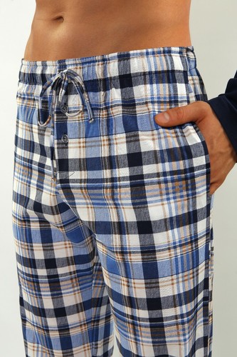 Herren Schlafanzug Sesto Pyjama 100% Baumwolle Langarm + Pyjamahose Nachtanzug - Bild 6 von 93