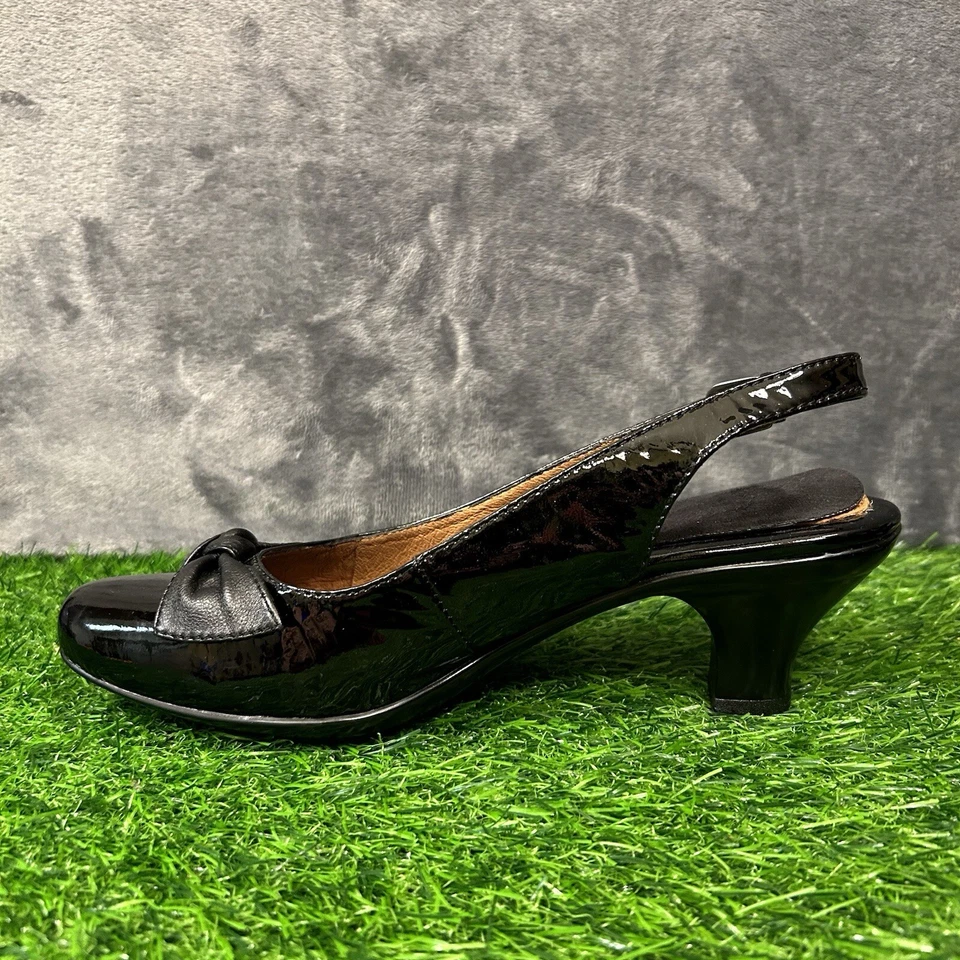 Tacones Sofft Krista para mujer 7 M cono negro charol con cordones informales preppy Foto 4 de 4