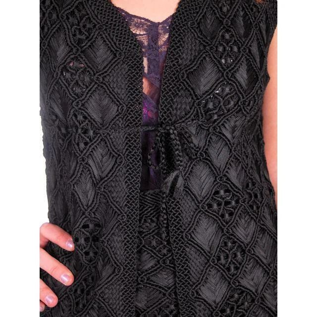 VTG 1970s Hand Crochet Ribbon Skirt Vest Set Openwork Chevron Couture Sz S - Image 4 of 4