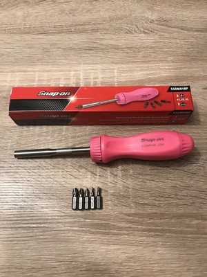 Find Snap On Tools Pink Ratcheting Magnetic Screwdriver With 5 Bits