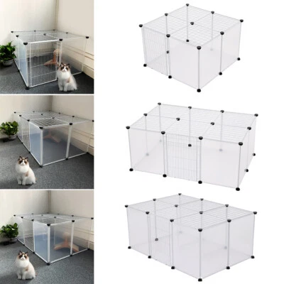 HOME-GARDEN-TRENDS 8-12 Panels Pet Playpen Wire Modular Door Dog Cat Rabbit Cage Fence Small Animal