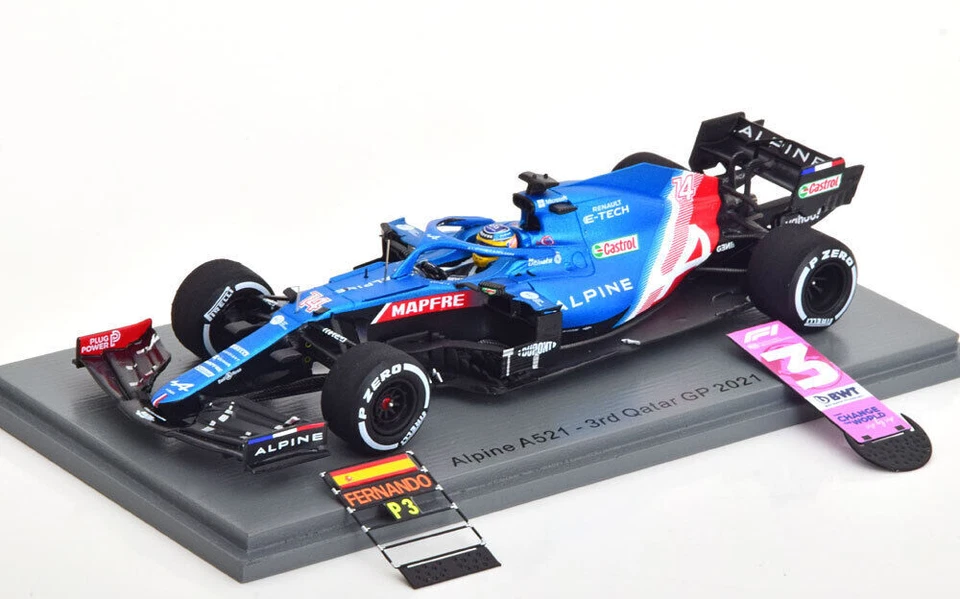 SPARK 1:43 MODELLINO AUTO DIE CAST F1 ALPINE A521 FERNANDO ALONSO QATAR GP 2021 - Immagine 4 di 4
