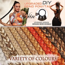 TRENDY X-Long Braided Ponytail Hair Extensions Real Thick Wrap Bubble Pony Tail