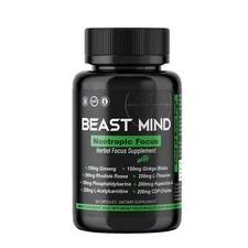 Beast Mind Focus Clarity Nootropic Blend | Ginkgo Biloba | Huperzine A | Rhod...