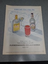 Fleischmann's Gin Vodka Vintage Print Ad 1964 10x13