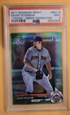 David Peterson 2017 1st RC Bowman Draft  Chrome-Green Ref 23/99 PSA MINT 9 Pop 1