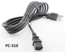 10FT AC Power Cord C13 Cable with 3-Conductor PC Power Connector,  PC-310