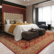 Hand-Knotted 6' x 9'6" Rust Traditional Classic European 200 KPSI Wool Area Rug