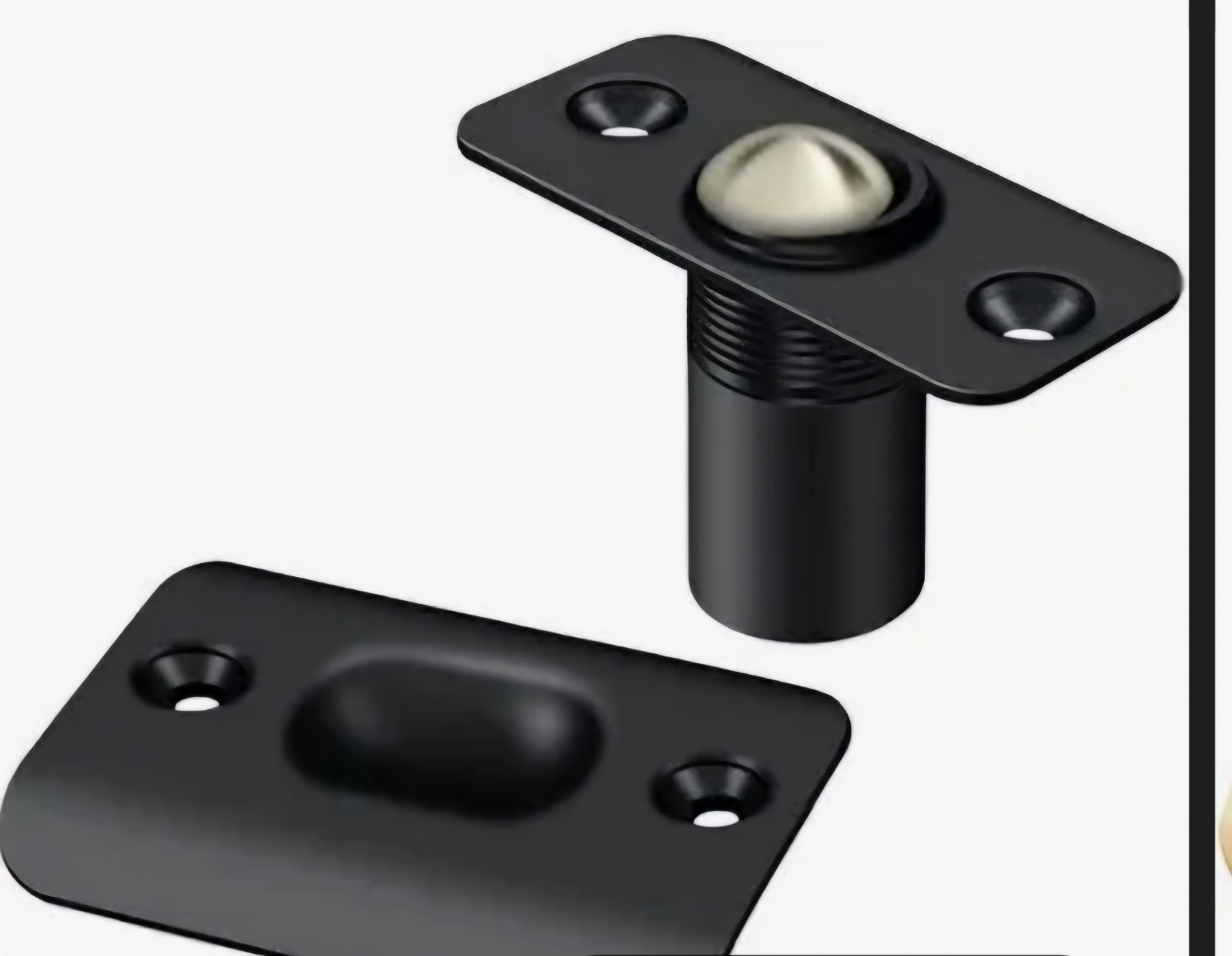 BC218RU19 Ball Catch; Round Corners; Black Finish