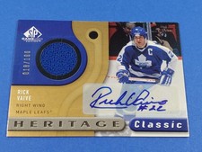SPGU SP GAME USED RICK VAIVE AUTO SIGNATURE JERSEY #/100 SM CREASE COMB SHIP .15