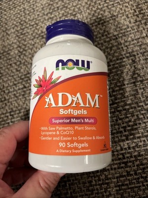 NOW Foods Adam Superior Men's Multivitamin Softgels 90 Saw Palmetto, CoQ10 04/27