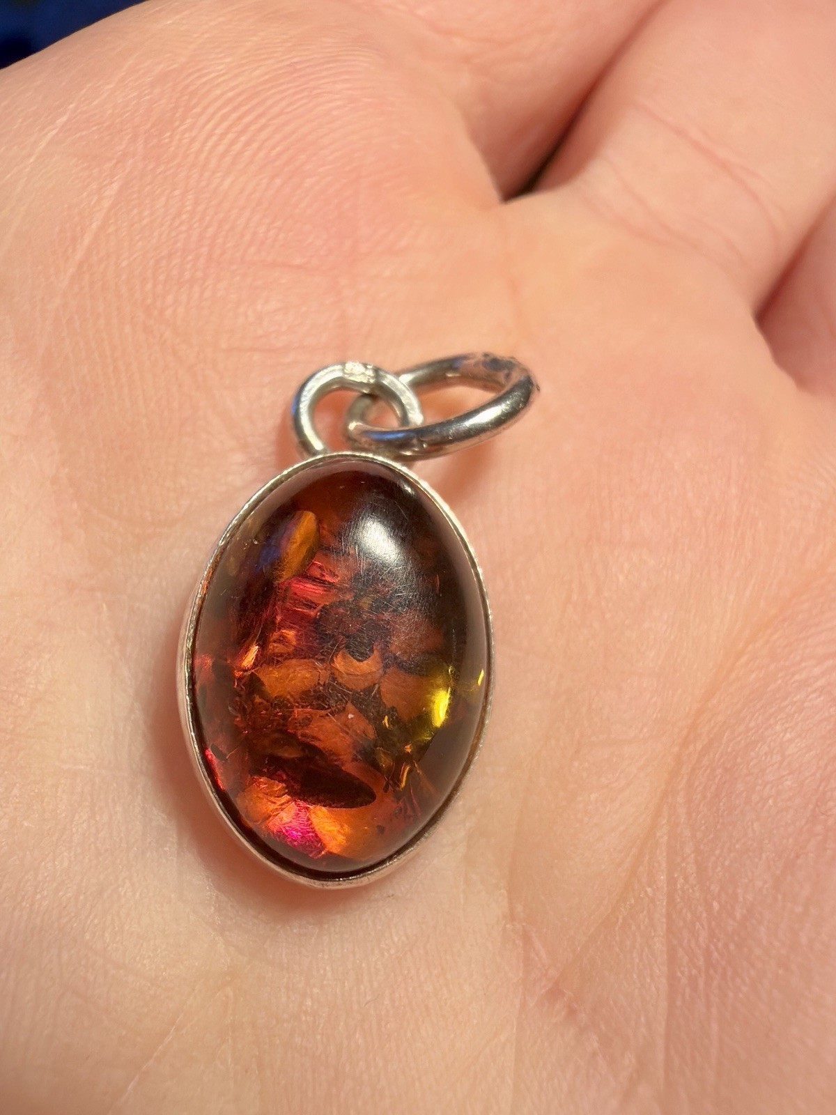 Vintage Baltic Amber Pendant with Silver Chain #137 image 3
