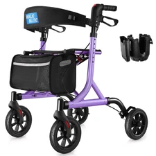 WALK MATE Rollator Walker with cup holder, seat&storage 4x8 Wheels Walker purple