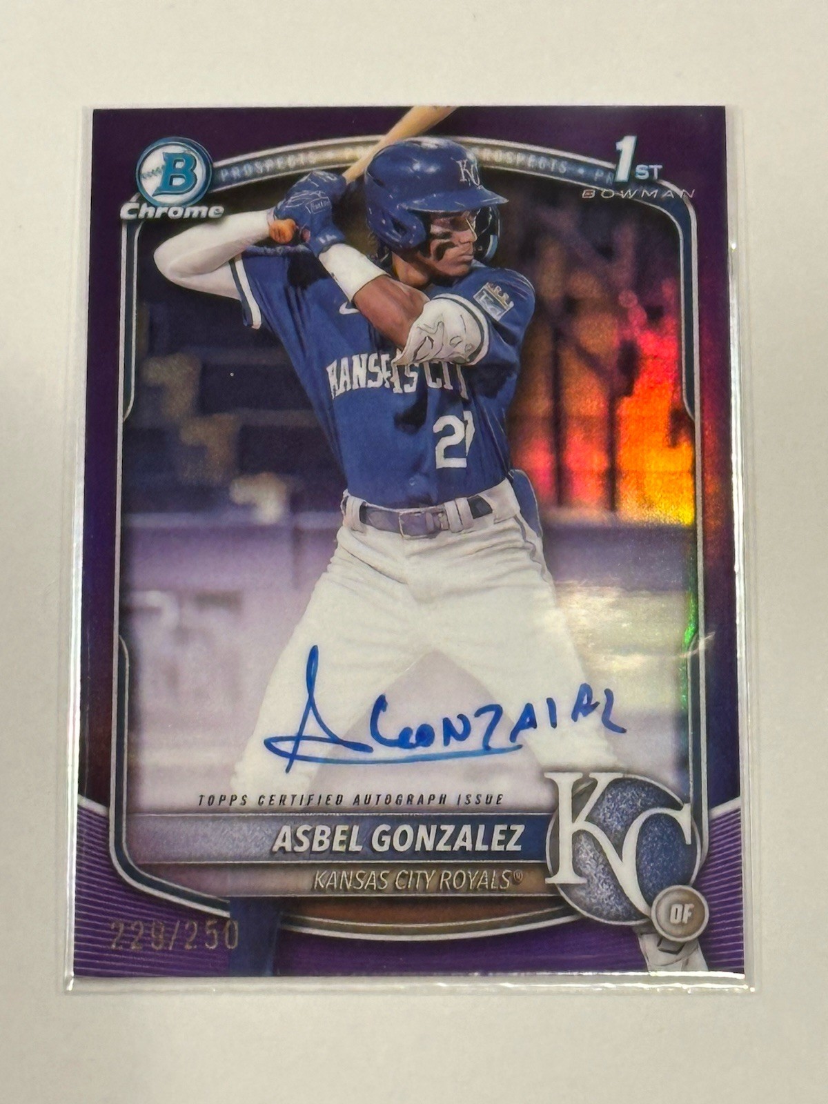 Asbel Gonzalez 2025 Bowman Chrome 1st Bowman Prospect Auto Purple /250 #CPA-AG