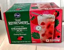 KROGER ICED REFRESHERS-STRAWBERRY ACAI-12 K-CUPS-CREAMY BEVERAGE