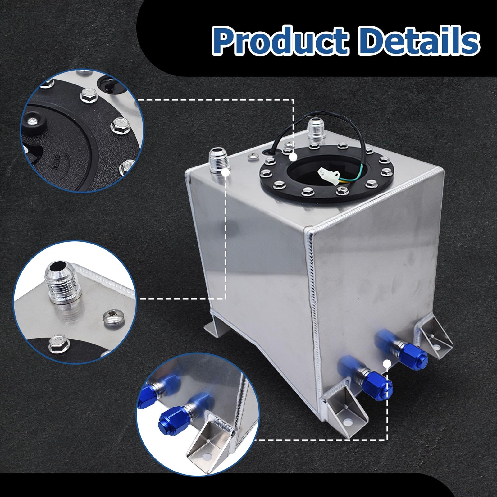 2.5 Gallon / 9.5L Fuel Cell Tank Polished Aluminum Racing Drift W/Level Sender