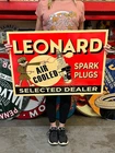 Vintage Style Metal Sign 2 Sided Leonard Spark Plug NOT Porcelain 34x24 Made USA