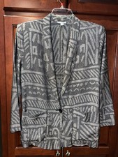 Vintage Condor Women's Gray Geometric Print Blazer Jacket sz 10 Made in USA
