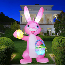 6 FT Easter Inflatables Bunny Outdoor Decoration, Blow up Bunny with Egg and Bas