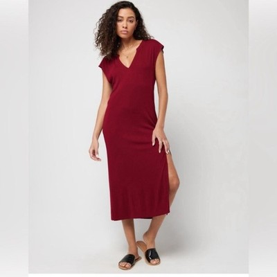 L*Space Sleeveless Robyn Notch Neck V Neck Cabernet Red Dress sz XS
