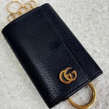 Used GUCCI GG Marmont Leather 6 Rings Key Case Key Holder Black 435305