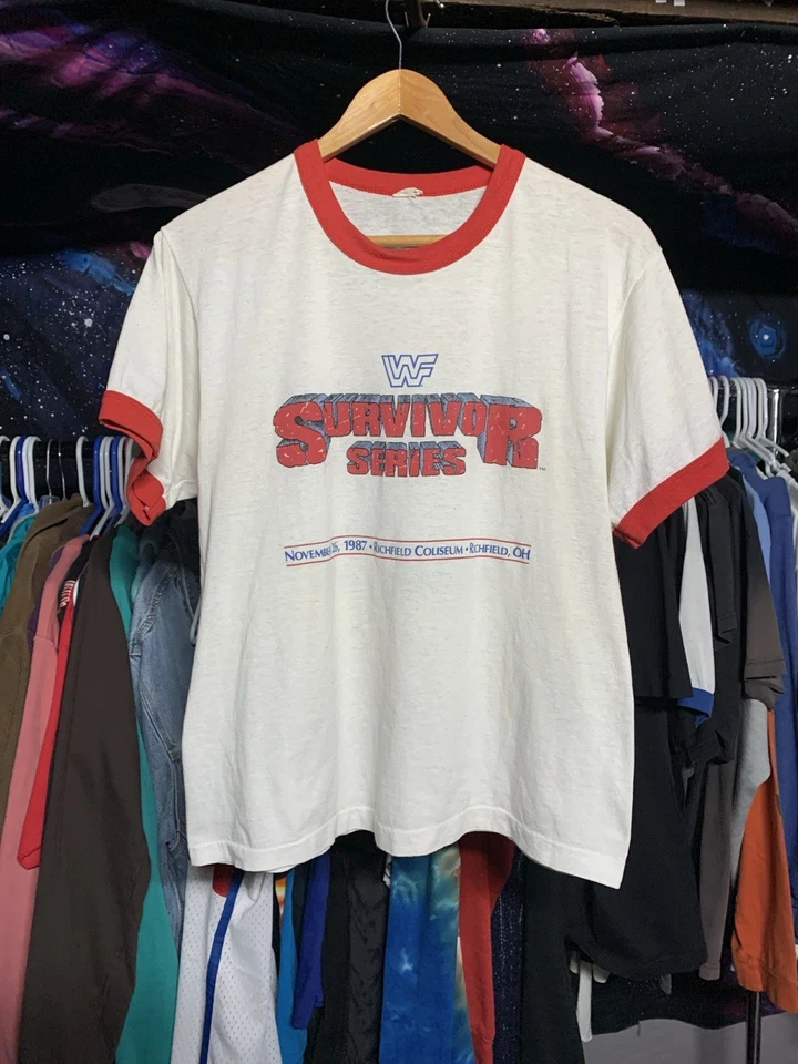 Camiseta De Colección WWF 1987 Survivor Series Lucha Libre Timbre Estrellas Pantalla Grande Foto 2 de 4