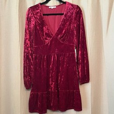 City Vibe New Red Crushed Velvet Mini Dress Tiered Romantic Dark Whimsigoth