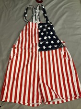 NWT American Flag Overall Shorts Mens 3XL USA Patriotic Shorts Red White Blue