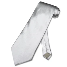 Covona NeckTie Solid Light SILVER Gray Color Mens Grey Neck Tie