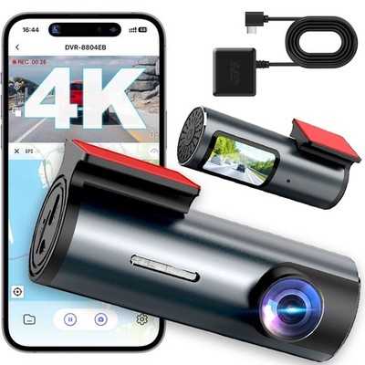 4K Mini Car DVR Dash Cam Front Camera WiFi Video Recorder with GPS Hardwire Kit
