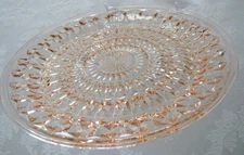 Jeanette Holiday Pink Buttons & Bows Depression Glass 9” Dinner Plate(s)